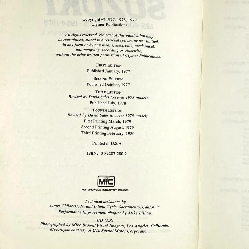 Clymer Suzuki 125-400cc Singles 1964-1979 Service Repair Performance Manual M369